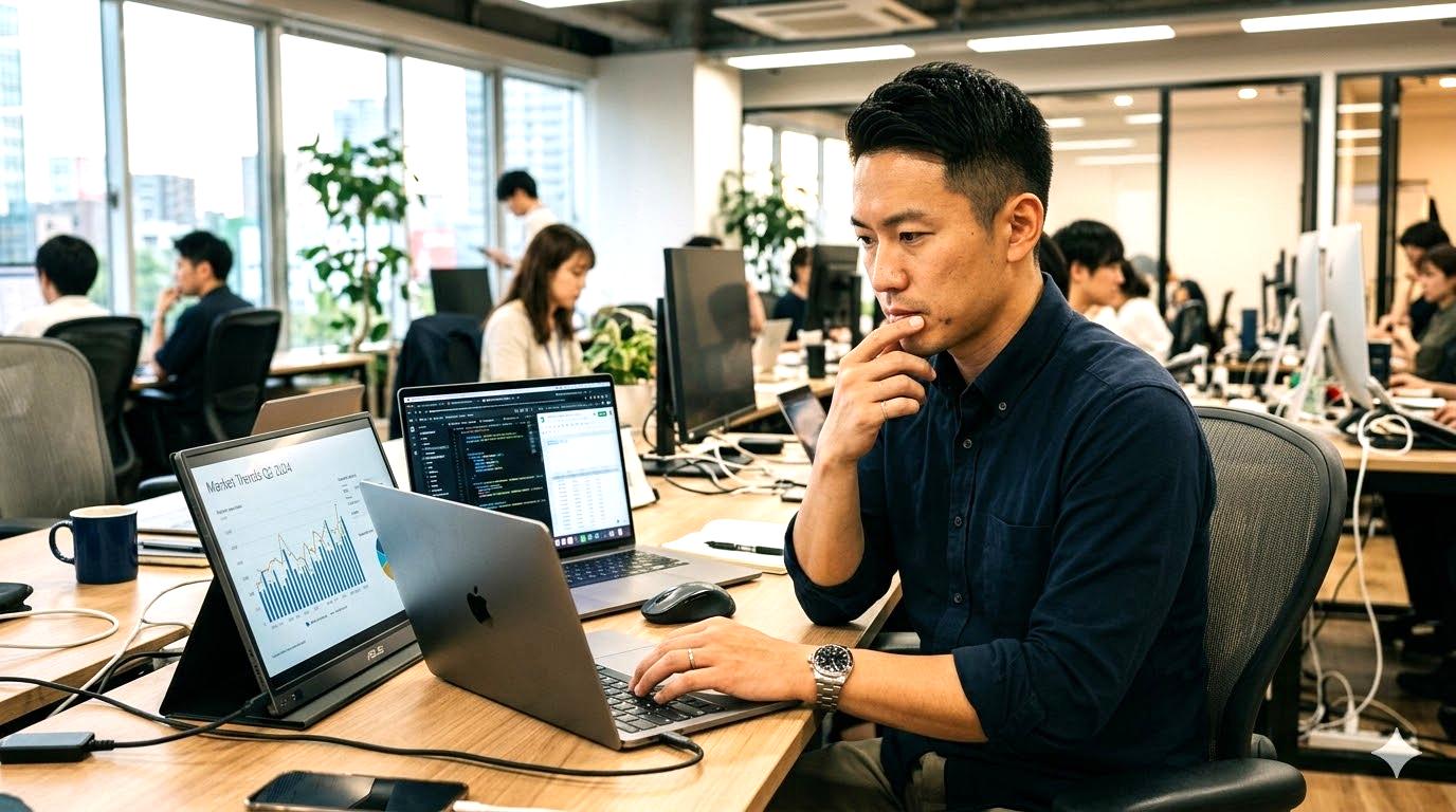 ノートPCを充電しながら使用している様子