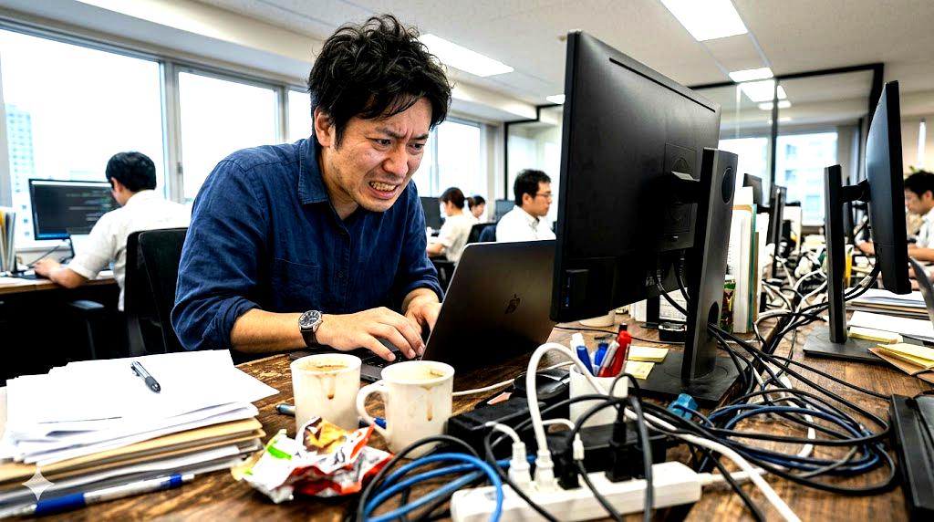 タブレットとノートPCを机上で比較するワークスペース