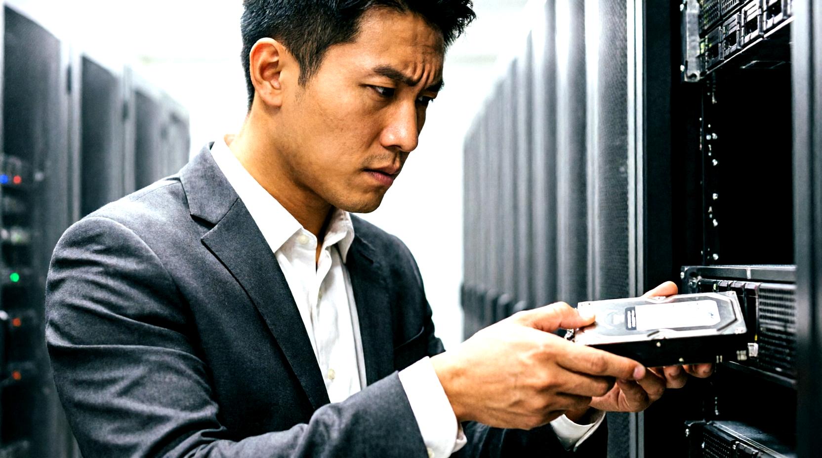 RAID 1のミラーリング構成を示すNASと2台のHDDイメージ