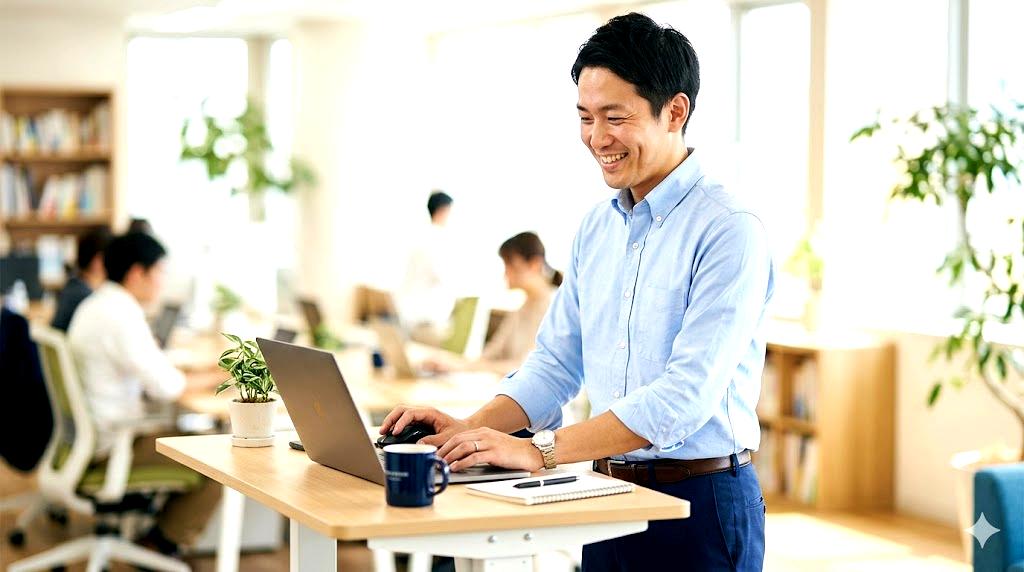 スタンディングデスク周辺の便利アイテムをまとめたイメージ