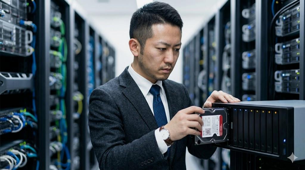 データセンターサーバーと家庭用NASを比較するイメージ