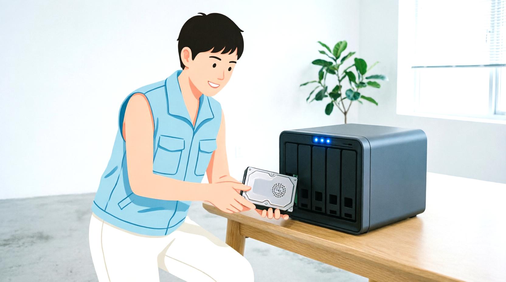 RAID1でストレージ容量が半減する構造の解説イメージ