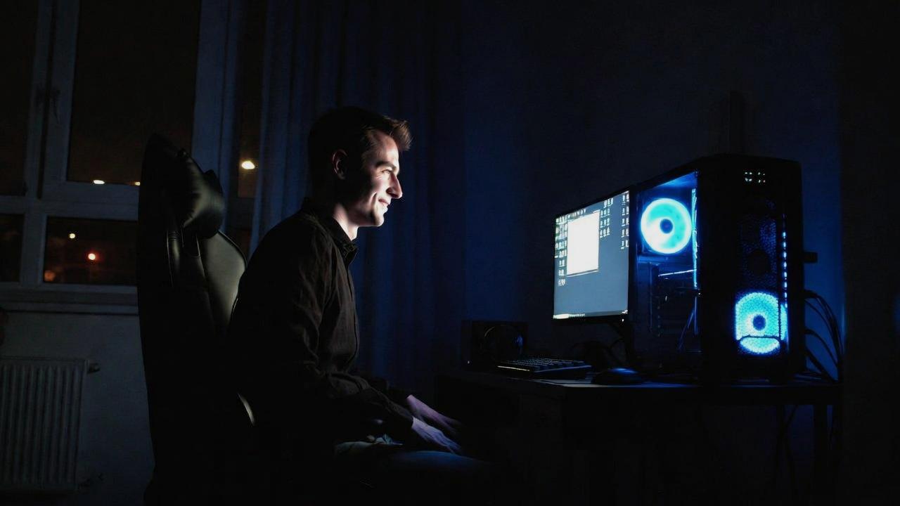 午後の眠気が軽減され集中してPC作業を続ける様子