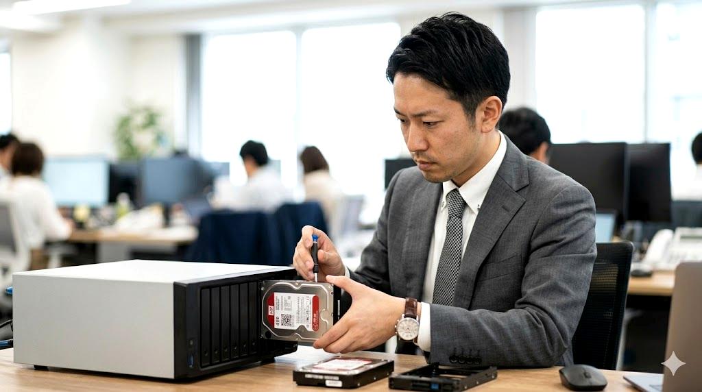 外付けHDDとNASの基本構造とバックアップ用途の違いを比較する図解イメージ