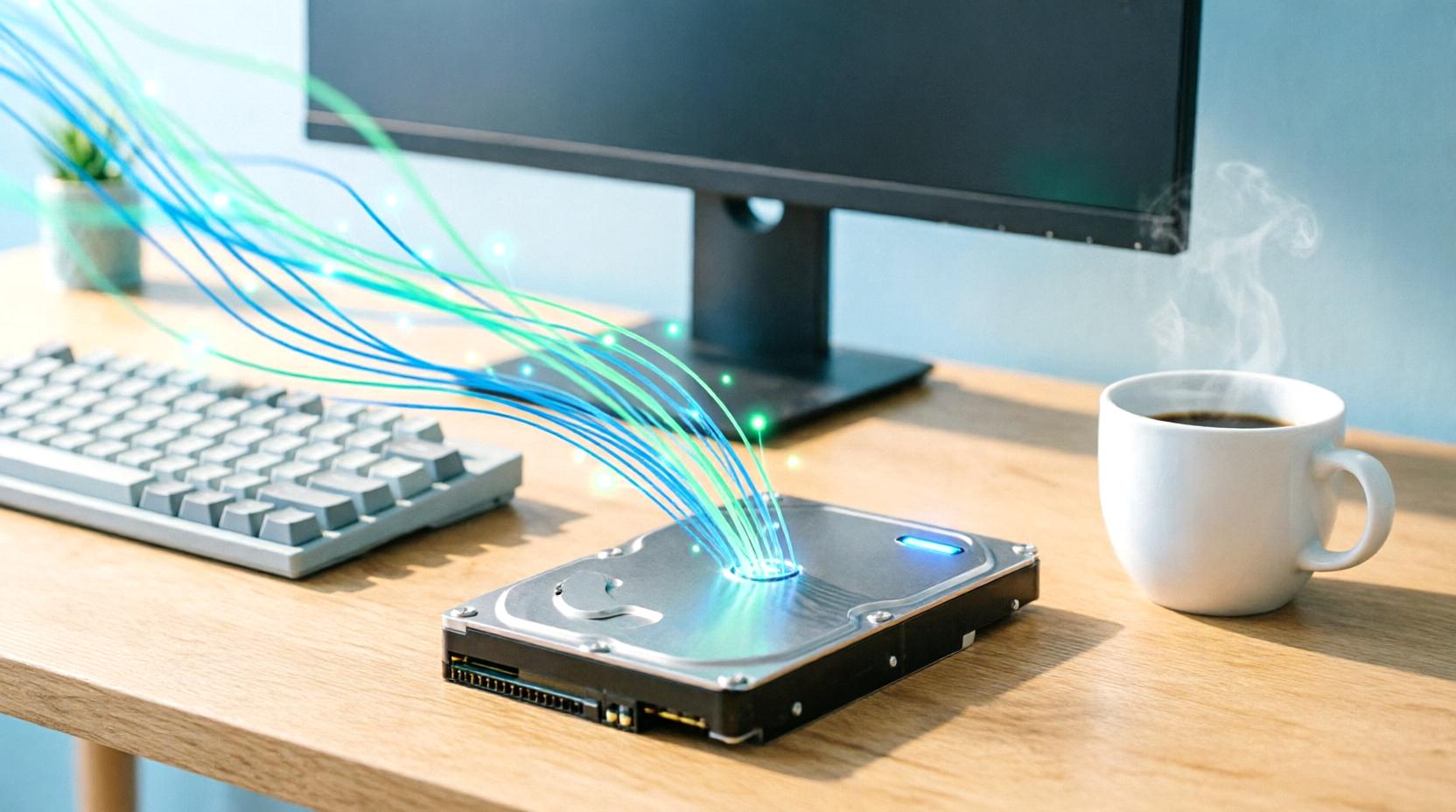 SSDストレージ管理と容量最適化の概念図