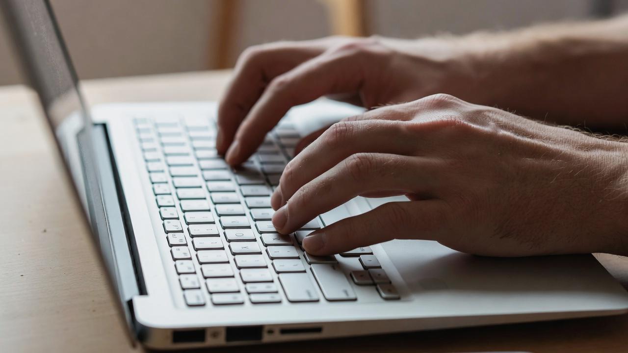 メンブレンキーボードの打鍵感を活かした入力作業の様子