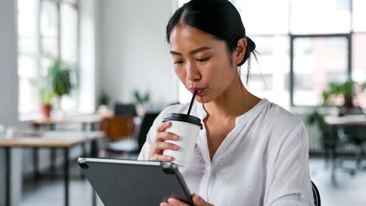 iPadを収納したバッグを持ち肩の負担を感じるイメージ