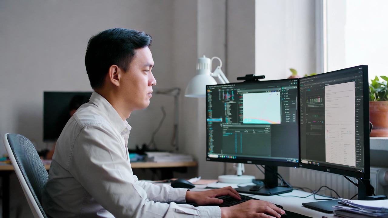 モニターとキーボードを接続してミニPCの起動テストをしているデスク