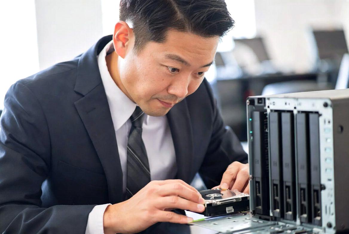 パソコンから外部ストレージへバックアップを実行する様子