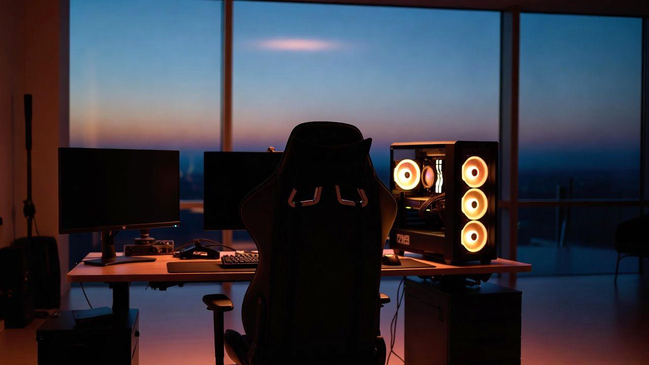利用時間に応じたPC電源管理を示すデスク環境