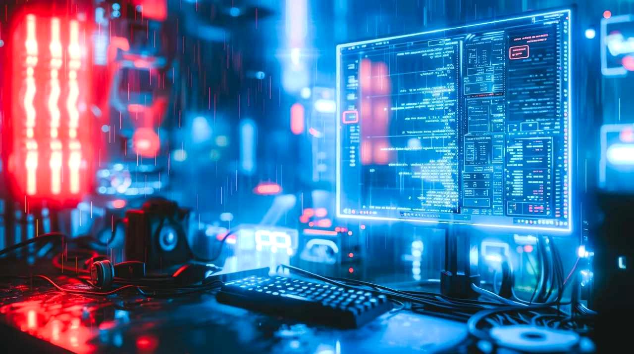 パスワード管理とサイバー攻撃対策をイメージしたデジタルセキュリティ画面