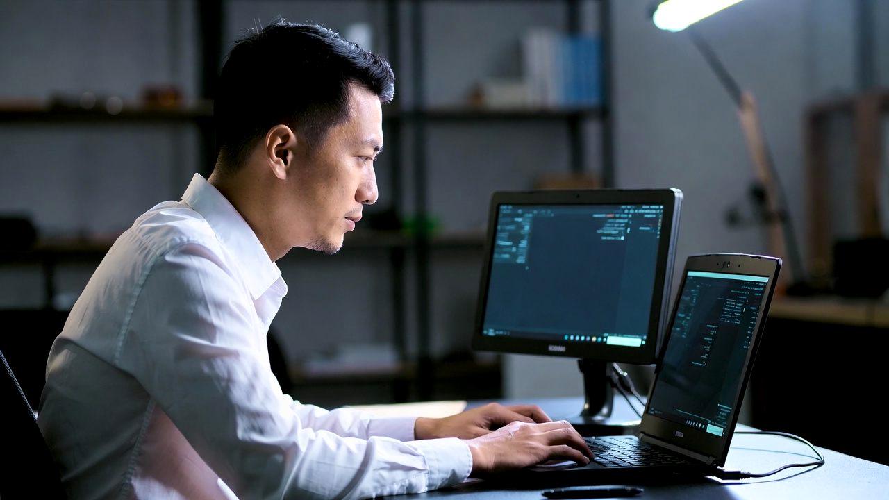 バッグに入れたモバイルモニターと専用ケースの写真