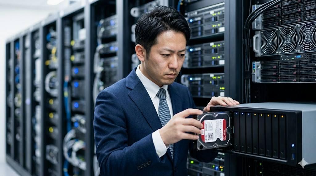 安全に保管されたデータとロックマーク、信頼性の高いファイルシステムを象徴するイメージ