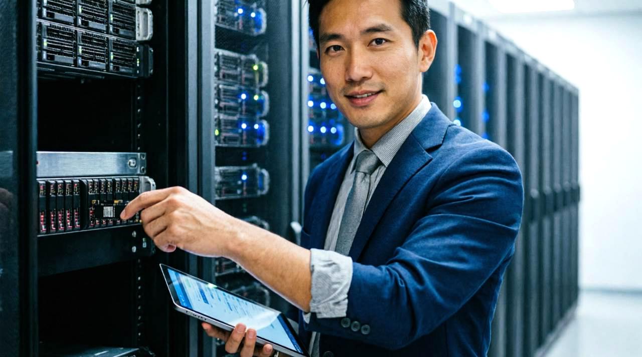 NTFSとXFSの速度比較を表現したストレージとファイルシステムのイメージ