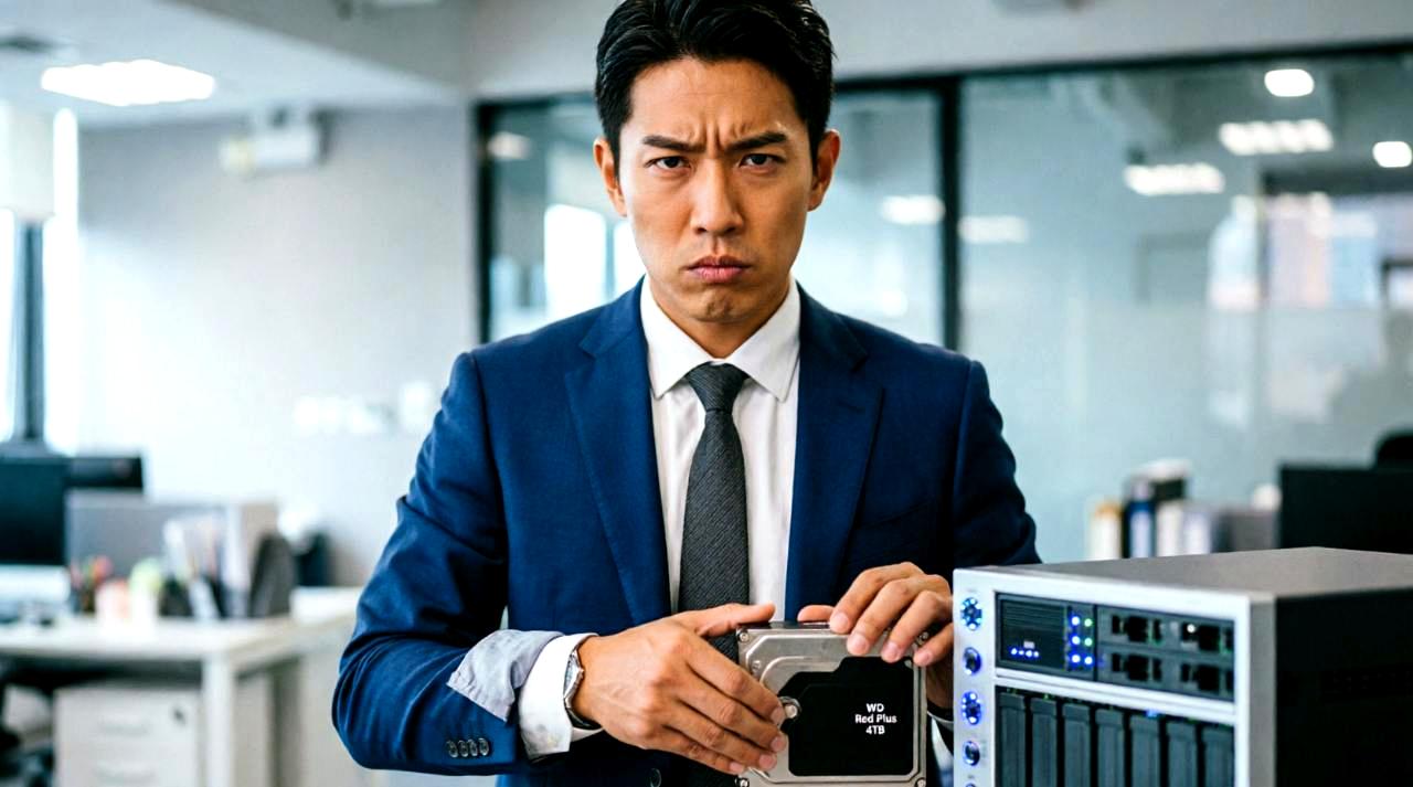 健全な外付けSSDと交換用の新品SSDを並べて、バックアップ済みのラベルを貼った写真