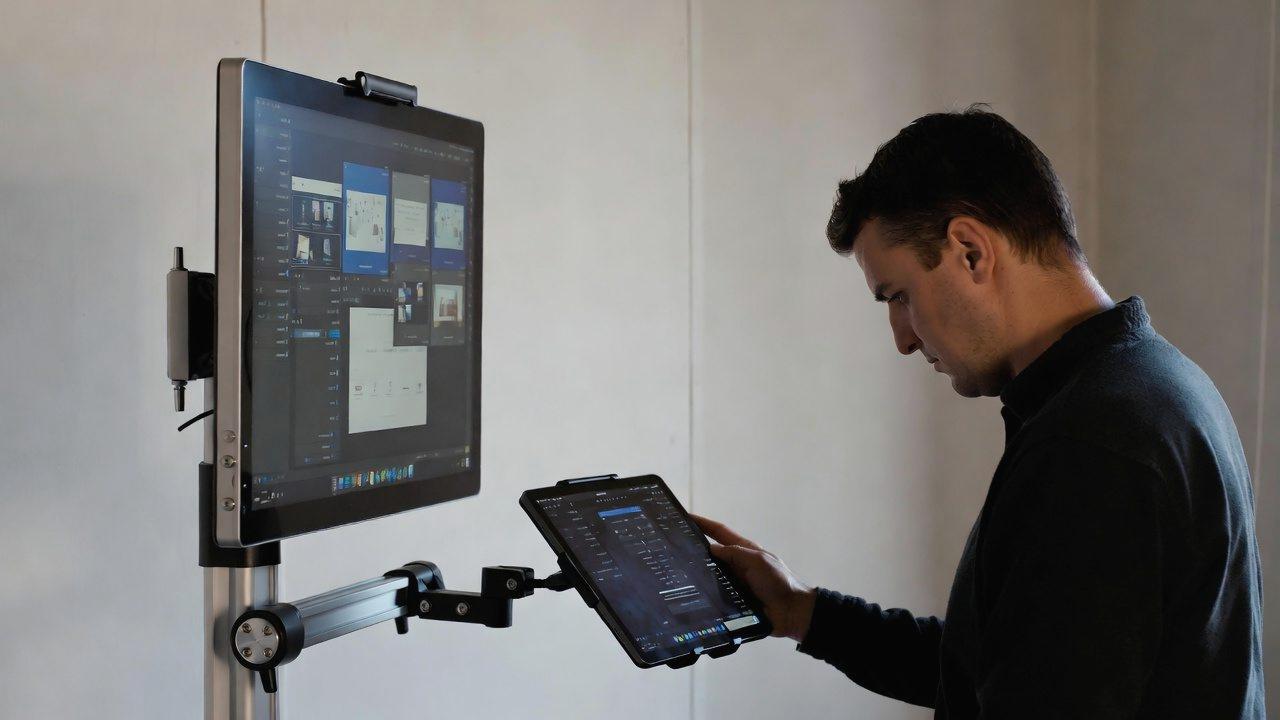 フィルムなしタブレット画面の傷や指紋の状態を確認するイメージ